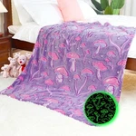 Twin Size Mushroom Blanket Glow The Dark - Soft Fuzzy Purple Fleece Throw .... Fixed Price $24.67.