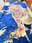 Solaron Korean Mink Queen Green Blanket White Tiger Wildlife 76" X 94". Fixed Price $79.00.