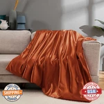 Vonty Satin Throw Blanket Burnt Orange, 90X90 Inches With Small Flowers, Cool. Fixed Price $64.01.