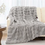 Electric Blanket 50"X60", Faux Fur Heated Throw, Heating Levels, 4 Hours. Fixed Price $51.25.