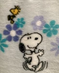 Snoopy Peanuts Berkshire Blue Flower Throw Blanket Spring Floral. Fixed Price $75.00.