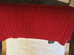Ralph Lauren Jamie Cable-knit Throw Blanket Super Soft Cozy 50" X 70" Red. Fixed Price $50.00.
