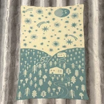 Retired Donna Wilson Blue White Night Mini Baby Crib Lambswool Blanket. Fixed Price $41.98.