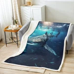 Shark Sherpa Whale Fleece Throw For Sofa, Couch, Bed - Ocean Theme Plus.... Fixed Price $84.39.