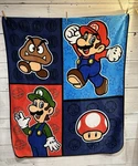 Rare 2010 Nintendo Super Mario Bros Plush Throw Fleece Blanket 50X60 Vtg Read De. Fixed Price $24.99.
