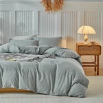 Dushow Washed Cotton Gingham Duvet Cover Queen Green Plaid Checkered Bedding. Fixed Price $77.87.