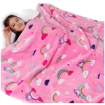 Pink Rainbow Unicorn Throw Blanket - Plush & Cozy 50X60 For Girls And Kids. Fixed Price $30.99.
