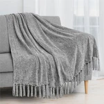 Fluffy Chenille Knitted Throw Blanket Decorative Fringe For Bed Sofa Couch Chair. Fixed Price $26.99.