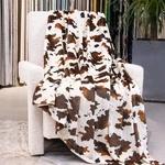Geulay Cow Print Fleece Blanket - Brown White Plush Throw, Lightweight Bed Couch. Fixed Price $21.69.