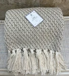 Sevan Classic Tassel Trim Throw Blanket Natural - Saro Lifestyle 50 X 60. Fixed Price $28.00.