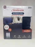 Sunbeam Microplush Heated Blanket 12 Settings Navy 84 X 90 Queen New. Fixed Price $44.00.