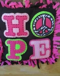 Hope /peace Fleece Throw Pillow-hand Stitched/tied 13" Alex 25814. Fixed Price $10.50.