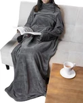 Pavilia Wearable Blanket With Sleeves For Adult Women Men, Fleece, Charcoal. Fixed Price $32.97.