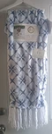 Kathy Ireland Printed Fringe Throw Blanket Blue & White 6 Feet Long New. Fixed Price $30.00.