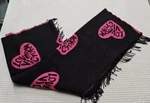 Victorias Secret Fleece Blanket Fringe Ends Pink & Black Love Hearts. Fixed Price $14.99.