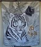 Black Panther Leopard Bengal Tiger White Queen Size Blanket Bedspread. Fixed Price $55.50.