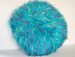 Faux Fur Throw Pillow Blue Purple Yellow Rnd Looks Like Sully From Monsters Inc. Fixed Price $10.49.
