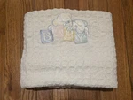 White Owen Crib Baby Blanket- 100% Cotton 35 X 56 Satin Appliqu. Fixed Price $18.99.
