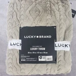 Lucky Brand Luxury Throw Faux Rabbit Fur Embossed Cable Tan Blanket 50X70 New. Fixed Price $44.99.