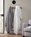 Kate Aurora Ultra Soft & Plush Oversized Faux Rabbit Fur Accent Throw Blanket. Fixed Price $34.99.
