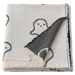 Ikea Ghost Blanket Halloween Kustfyrthrow, White/black, 51X67 ". Fixed Price $40.00.