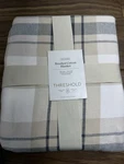 Full/queen Brushed Cotton Blanket Neutral Plaid - Threshold. Fixed Price $22.49.