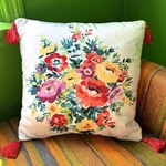 The Pioneer Woman Colorful Floral Throw Pillow 16 In X Red Tassels Soft. Fixed Price $22.00.