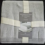 The Threadery Herringbone Wool & Cashmere Oversized Throw Blanket Light Grey. Fixed Price $94.95.