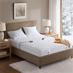 Luxury Cotton Blend Heated Mattress Pad With 5 Settings, Cal King, White. Fixed Price $161.99.