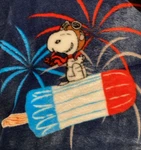 Peanuts Snoopy Berkshire Blanket Blue Patriotic Bomb Pop Fireworks Throw 60X70. Fixed Price $75.00.
