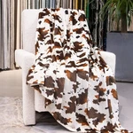 Geulay Cow Print Fleece Blanket - Brown White Plush Throw, Lightweight Bed Couch. Fixed Price $35.58.