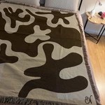 Clr Shop Dancing Shapes Woven Throw Blanket Abstract Fringe Neutral Decor. Fixed Price $50.00.