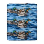 Mallard Duck Pattern Sherpa Blanket Blue Water Wildlife Throw. Fixed Price $45.99.