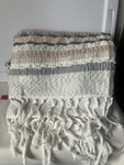 London Kaye Striped Textured Woven Fringec Throw Blanket Approx. 50" 60". Fixed Price $32.00.