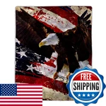 Bedford Home Sherpa Fleece Throw Blanket - American Flag Bald Eagle Print, Light. Fixed Price $49.02.