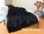 5' 7' Throws Luxury Black Shaggy Fur Faux Blankets Usa. Fixed Price $196.56.