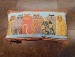 Laurel Burch Cat Tapestry Rectangle Throw Pillow Feline Kitty 23.5" X 12". Fixed Price $19.99.