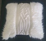 Gorgeous Chunky Knit & Textured Faux Fur Throw Pillow/ 18" Off-white Nwot. Fixed Price $27.00.