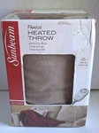 Sunbeam Fleece Heated Throw 50" 60" Tan/brown New In Open Box. Fixed Price $28.00.