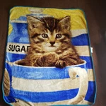 Kitten In Cup Throw Blanket Northwest Greg Cuddiford 49X59. Fixed Price $19.95.