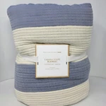 Pottery Barn Teen Cabana Stripe Bed Full/queen Blanket Blue New Cotton. Fixed Price $99.99.
