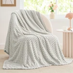 Bedelite Fleece Blanket Twin For Couch, 3D Jacquard Decorative Light Grey.... Fixed Price $25.26.
