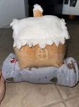 Ultra Soft Throw Blanket With Gingerbread House Plush And Flannel Fleece Bed. Fixed Price $49.90.