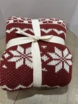 Pottery Barn Snowflake Fair Isle Throw Knit Red 50X60". Fixed Price $79.00.