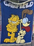 Vintage Garfield & Odie Woven Tapestry Throw Blanket Fringed Retro 90S Jim Davis. Fixed Price $74.95.