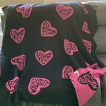 Victorias Secret Love Black And Pink Heart Lightweight Throw Blanket Fringe. Fixed Price $14.99.