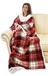 Catalonia Buffalo Plaid Sherpa Wearable Blanket With Sleeves Arms, Super Soft. Fixed Price $56.79.