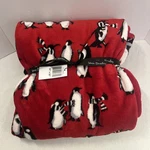Vera Bradley Playful Penguins Red Throw Blanket Christmas Holiday Match Bed Nwt. Fixed Price $45.00.