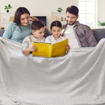 Oversized 100% Cotton Waffle Blanket 120"X120" - Light Grey Luxury Bedding. Fixed Price $157.99.