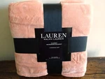 Ralph Lauren Peachy Apricot Micromink Plush Fleece Queen Monogram Blanket. Fixed Price $59.99.